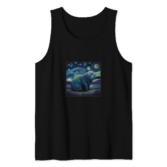 Elephant Design Surrealism Starry Night Elephant Seals Elephants Tank Tops