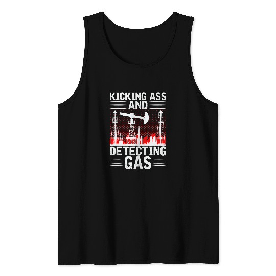 Oilfield Worker Roughneck KickingAnd Detecting Gas Tank Tops