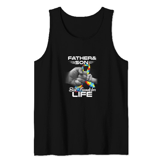 Discover Autism Dad Father and Son bests Friends for Life Autism23 Neurodiverse Tank Tops