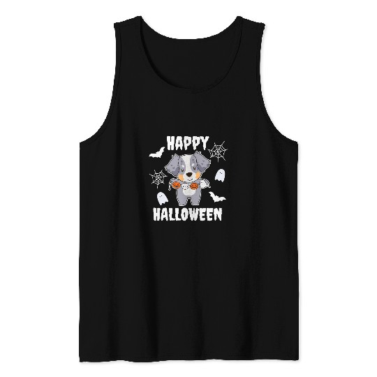 Australian Shepherd Happy Halloween Pumpkin Dogs Halloween 3 Tank Tops