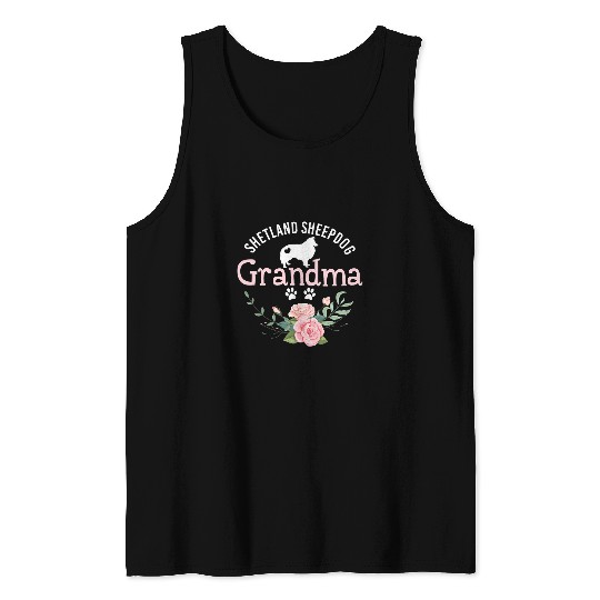 Dog Shetland Sheepdog Grandma Gifts Women Dog Lover Christmas Tank Tops