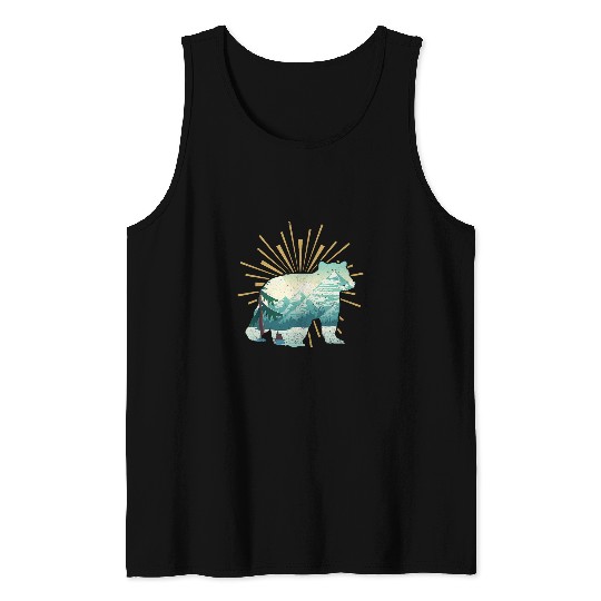 Arctic Landscape Nature Mountain Animal Lover Polar Bear Tank Tops