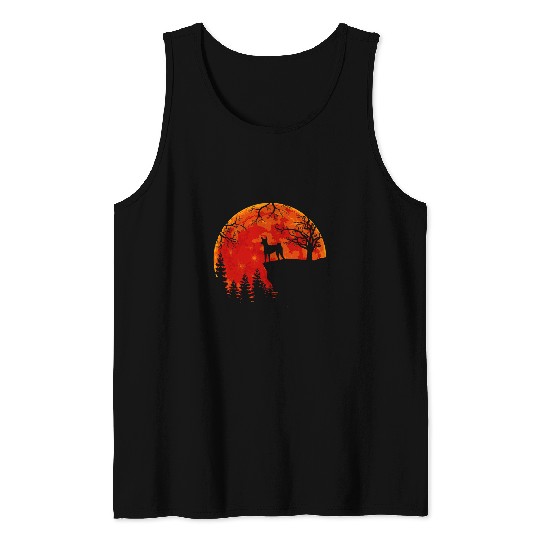 Dog Basenji And Moon Halloween 3 Tank Tops