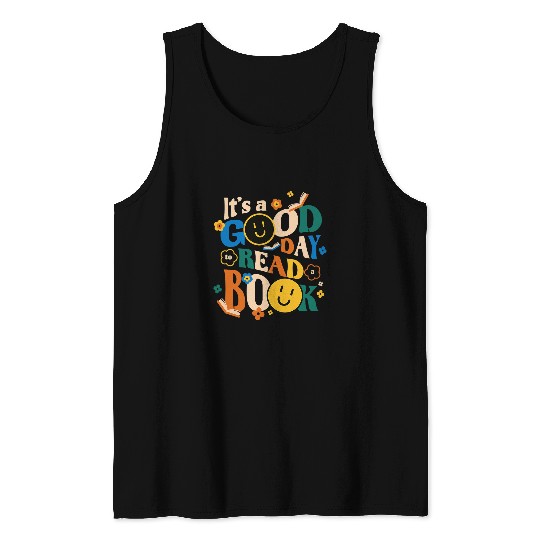 Reading Book Its A Good Day To Read A Book vintages 70s Flowers Reader Tank Tops