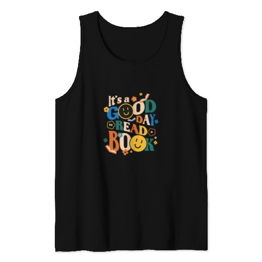 Reading Book Its A Good Day To Read A Book vintages 70s Flowers Reader Tank Tops