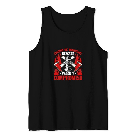 Fireman Firefighter Mens Firefighter fires Corps Rescue Courage and Engagement Firemen Tank Tops