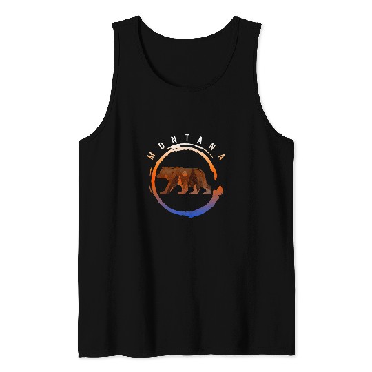 Funny Bear Glacier National Park Montana Grizzly Bear Souvenir Forest Cute Bears Tank Tops