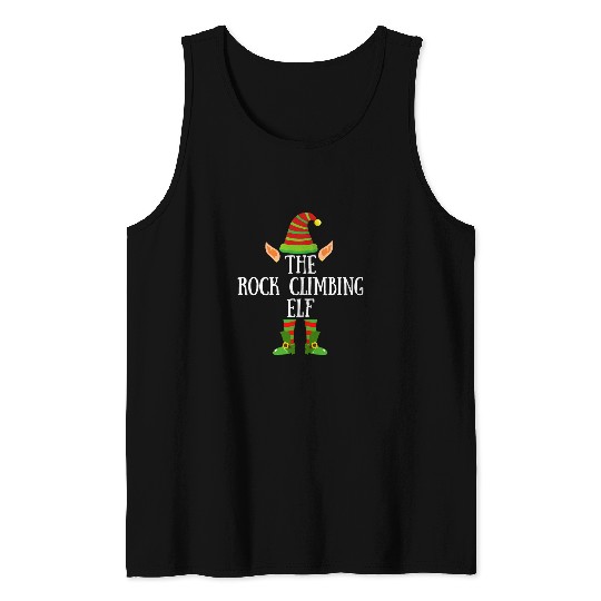 Climbing Climber Rock Climbing Elf Matching Family Group Christmas Pajama Climb Tank Tops