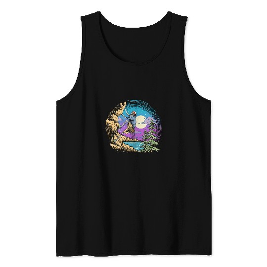 Climbing Climber Skeletons Night Rock Climber vintages Full Moon Climbing Climb Tank Tops