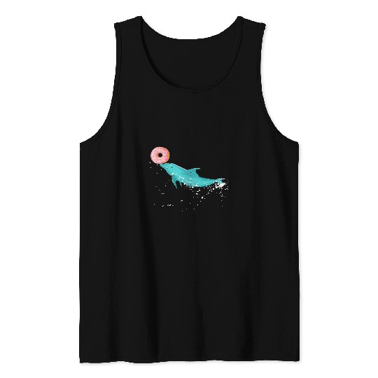 Dolphin with a donut art Marine life food ocean pun Tank Tops