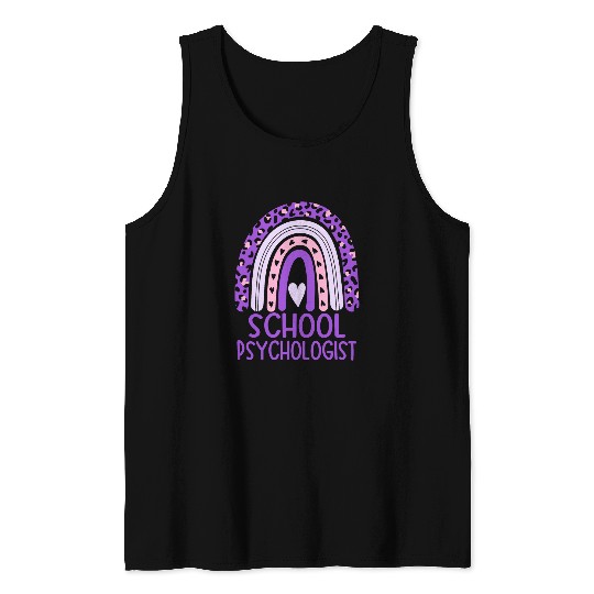 Boho Rainbow Back to School Psychologist Novelty Tank Tops