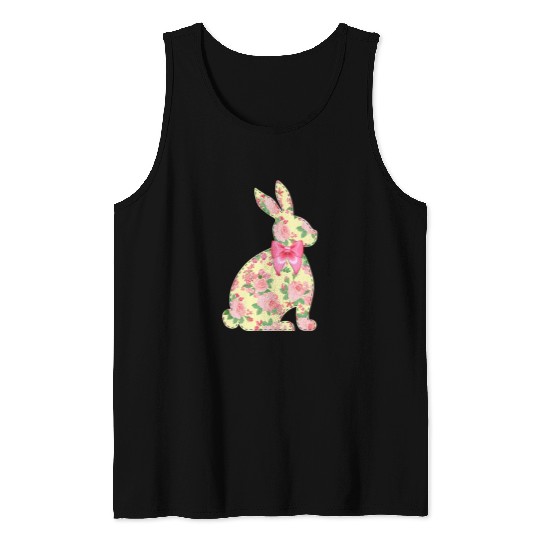 Cute Plaid Bunny Stitch Artwork Bow Buffalo Check Rabbit Tank Tops