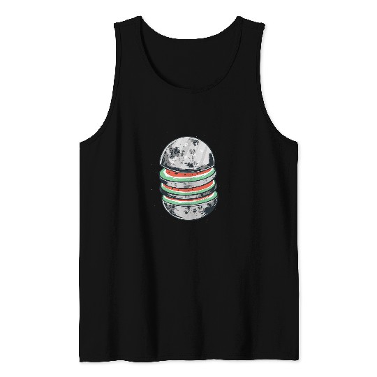 Cute Moon Watermelon Art Moon Watermelon Kids Boys Girls Tank Tops