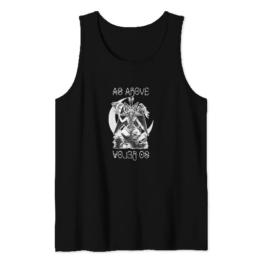 As Above So Below Baphomet Devil Illustration by Levi Tank Tops