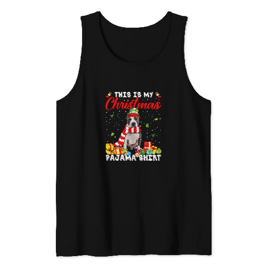 Bully Dog This Is My Pitbull Dog Christmas Pajama xmass Lights 163 Pitbull Dog Tank Tops