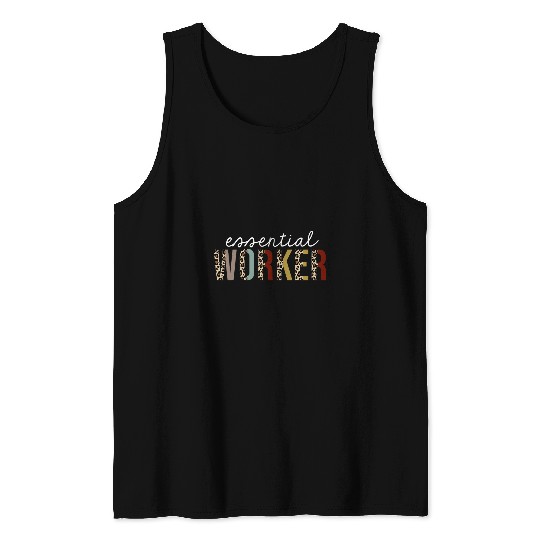 Essential Worker Leopard Print Funny Appreciation Tank Tops