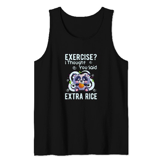 Funny Bear Exercise Extra Rice Panda Cute Bears Tank Tops