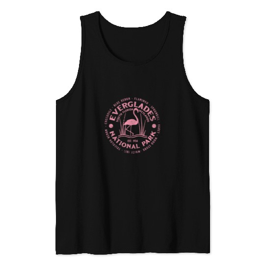 Everglades National Park Florida USA Pink Flamingo Souvenir Tank Tops