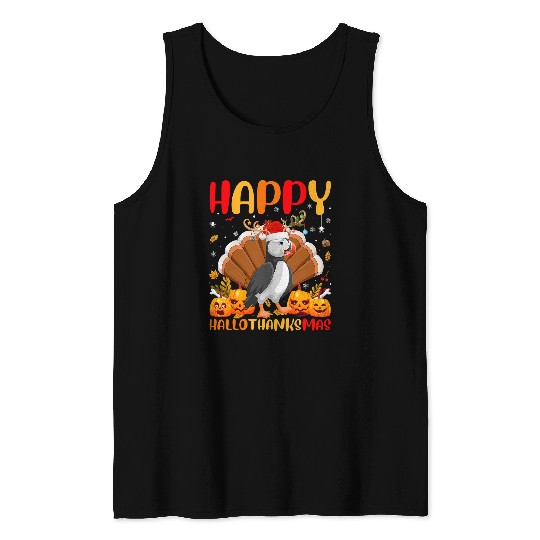 Funny Puffin Bird Lover Happy Puffin HelloThanksMas Tank Tops