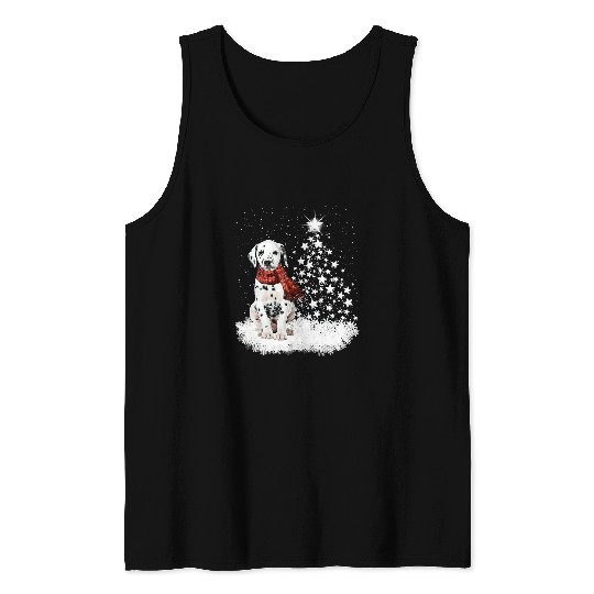 Dalmatian On Snow Christmas Tree Lighting Scarf xmass Dalmatians Dog Tank Tops