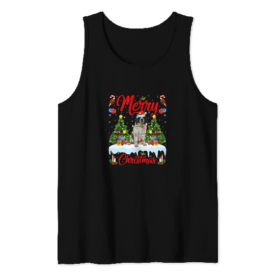 Dog Saint Bernard Lights xmass Tree Santa Saint Bernard Dog Christmas Tank Tops