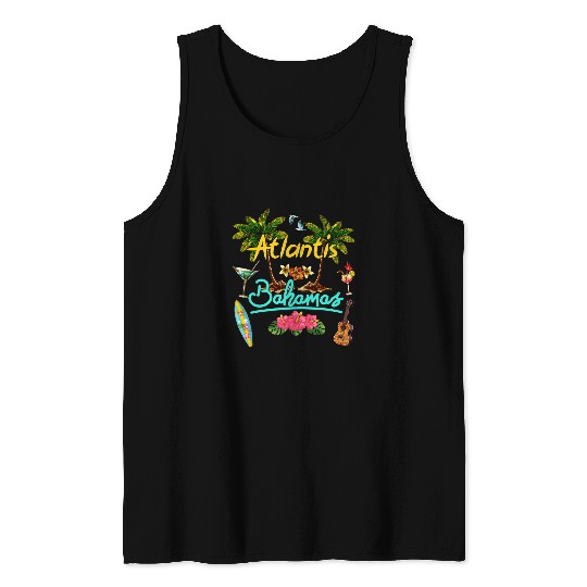 Surf Life Atlantis Bahamas Beach Summer Palm Surf Sun set Palm Trees Tank Tops