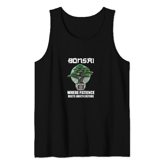 Bonsai Japan Silhouette Gardener Gardening Lover Tank Tops