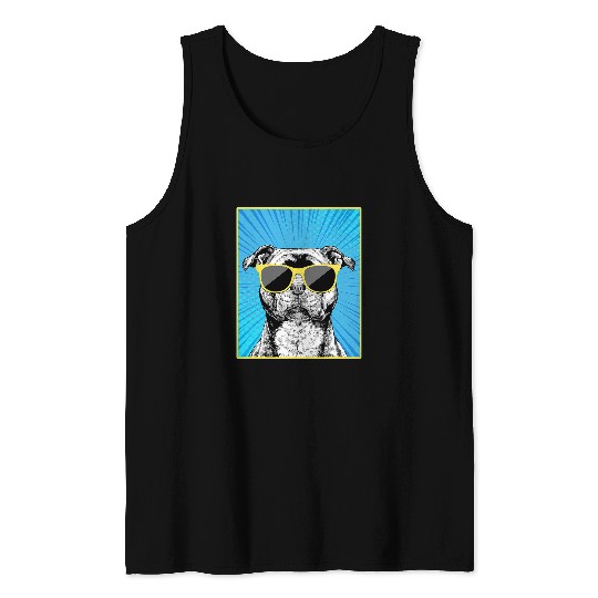 Dog Staffordshire Bull Terrier Portrait Pop Art Staffy Dog Lover Tank Tops