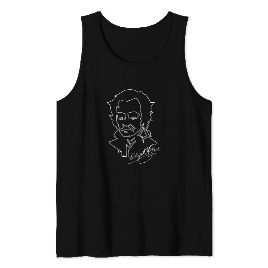 Edgar Allan Poe Minimalistic Line Portrait Tank Tops