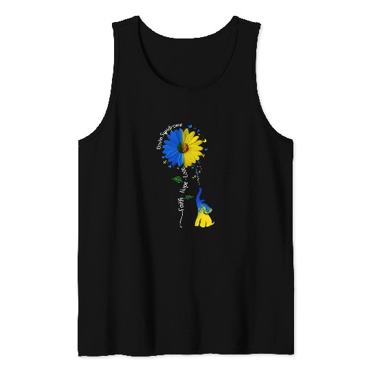 Faith Hope Love Down Syndromes Awareness Ribbon Yellow Blue 4 Tank Tops