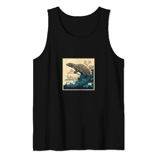 Dragons Surrealism Japanese Painting Komodo Dragon Tank Tops