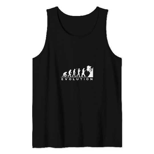 Fun Evolution Recommended for Climbers Illustration of Climbers Designed by Mountain Lovers Tank Tops