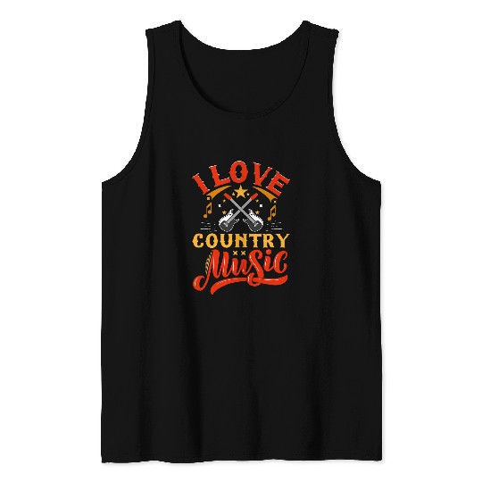 Guitarist I love country music design with guitars and musical notes Guitar Tank Tops