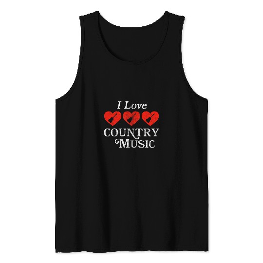 Guitarist I Love Country Music Funny Retro Rock n Roll Guitars Texas Guitar Tank Tops