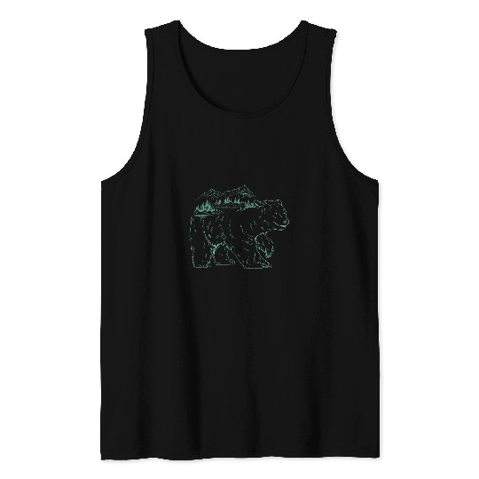 Bear Landscape Mountain Wilderness Mountaineer Tank Tops