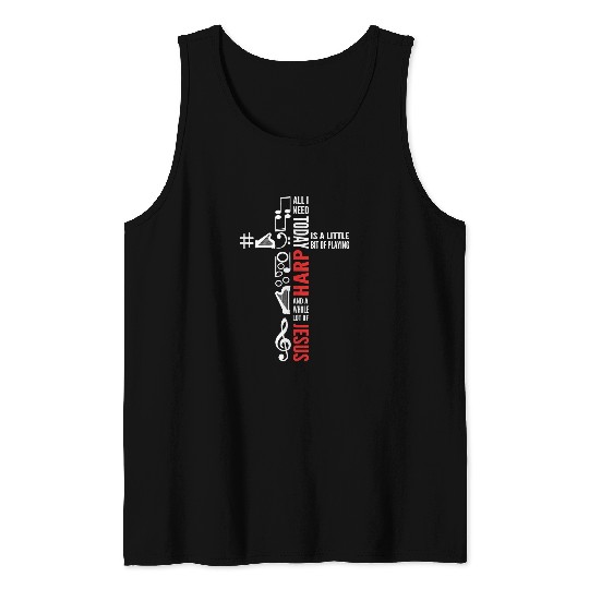 Christian Jesus And Harp Harp Girl Harpist Harp Player Christ Tank Tops