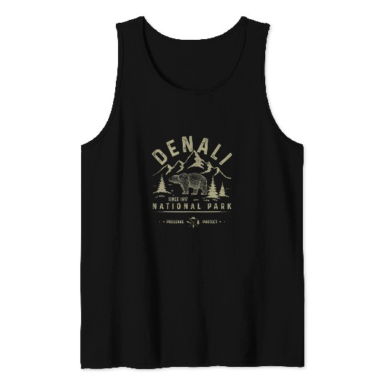 Funny Bear Denali National Park and Preserve Bear Apparel Denali Cute Bears Tank Tops