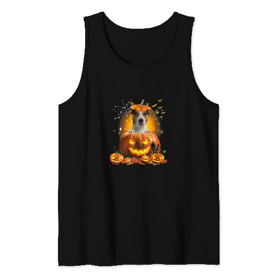 Dog Jack Russell Pumpkin  Funny Cute Dog Lover Halloween 214 Tank Tops