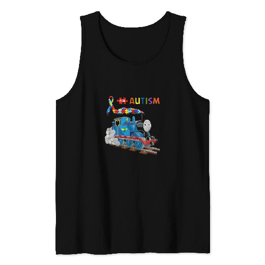 Autism Train Puzzle Pieces Train Lover Neurodiverse Tank Tops