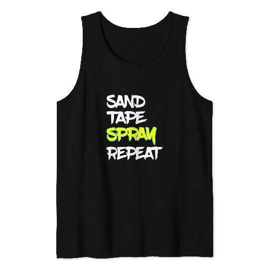 Auto Body Painter Sand Tape Spray Repeat Autobody Technician 1 Tank Tops