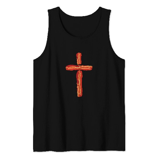 Bacon Cross Christian Humor Funny Holy Foodie Art Tank Tops