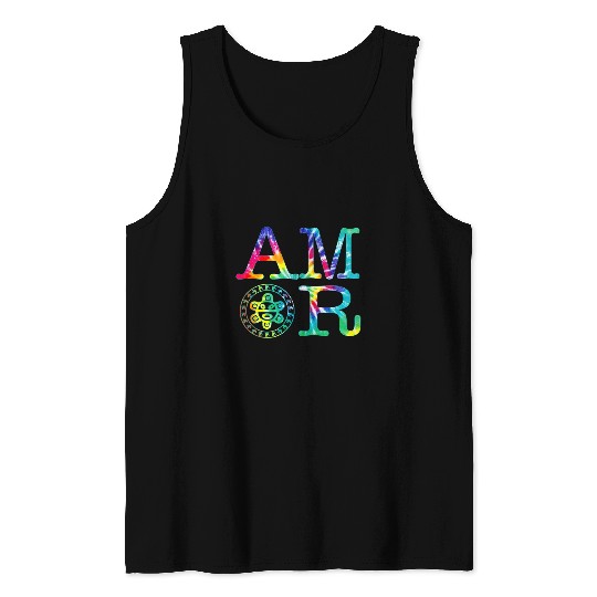 AMOR Tie Dye Gift Sun Taino Coqui Circle Puerto Rico Boricua Tank Tops