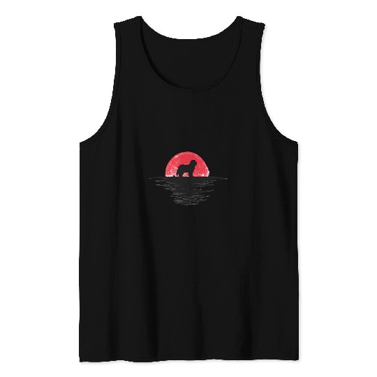Bearded Collie Japanese Sunset Retro Dog Red Tank Tops