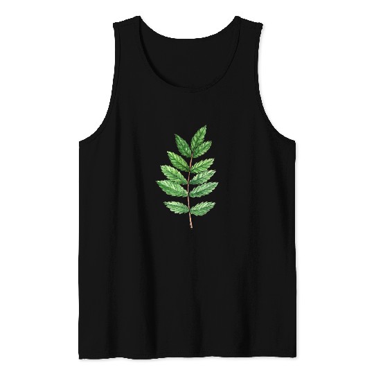 Ash Tree Leaf Watercolor Illustration Tank Tops