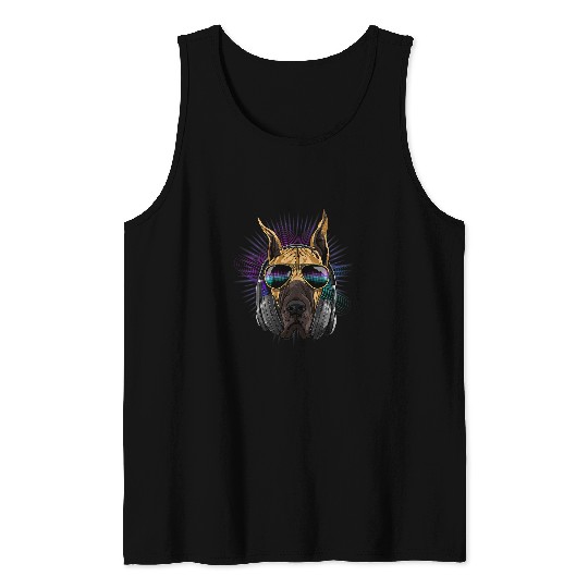 Dog Great Dane EDM House Music DJ Great Dane Lover Music Lover Music Artist Tank Tops