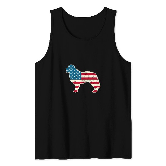 Bernese Mountain Dog 4th of July Men Women USA American Flag Tank Tops