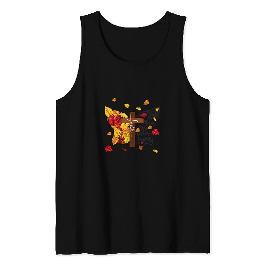 Christian Jesus Christ Christian Fall For Jesus He Never Leaves 2 Bible Verse Christ Tank Tops
