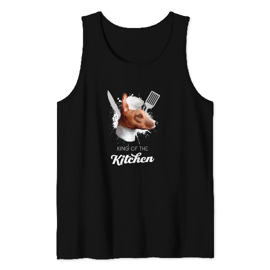 Dog Basenji King of the Kitchen Funny Cooking Dog Chef Tank Tops