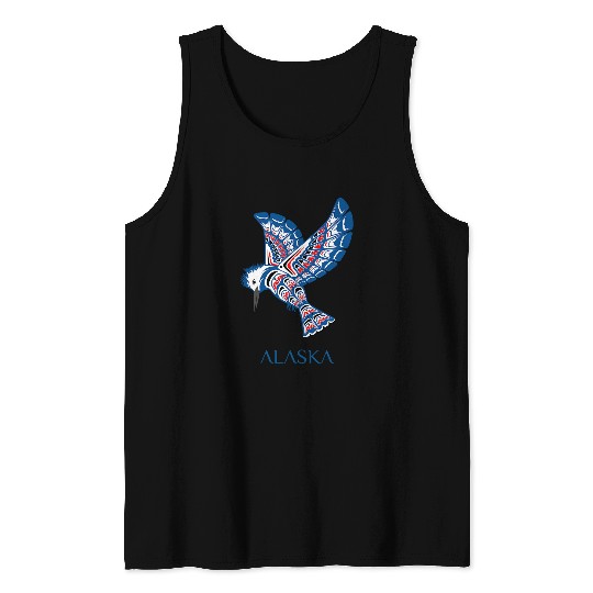 Alaska Kingfisher Native American Indian Tribal Bird Art Tank Tops