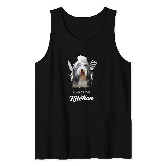 Bearded Collie King of the Kitchen Funny Cooking Dog Chef Tank Tops